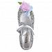 Серебристые туфли с цветочной аппликацией Monnalisa | Фото 4