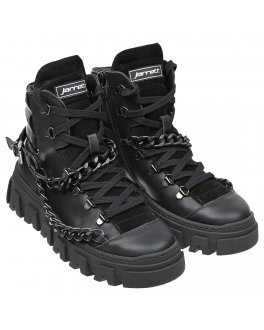 Черные высокие кроссовки с цепью Jarrett Черный, арт. J3SN481A BLACK | Фото 1