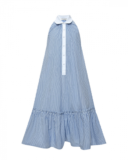 Платье расклешенное в тонкую полоску, голубое Philosophy di Lorenzo Serafini Kids | Фото 1