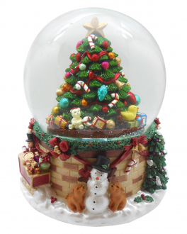Шар снежный Ёлка (свет,звук,анимация), 15 см Musicboxworld , арт. 59143 | Фото 2