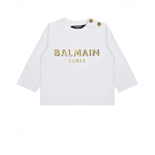 Белая толстовка с золотым логотипом Balmain | Фото 1