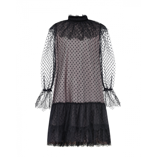 Платье с оборками и вышивкой плюметис Alberta Ferretti | Фото 1