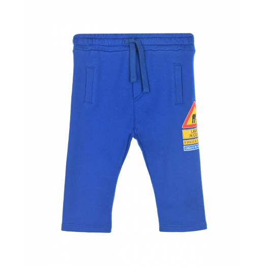 Синие спортивные брюки с патчами Dolce&Gabbana | Фото 1