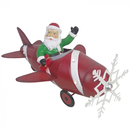 Новогодний сувенир &quot;Санта на самолёте&quot; 34,5x24,5x18 см (LED) Timstor | Фото 1