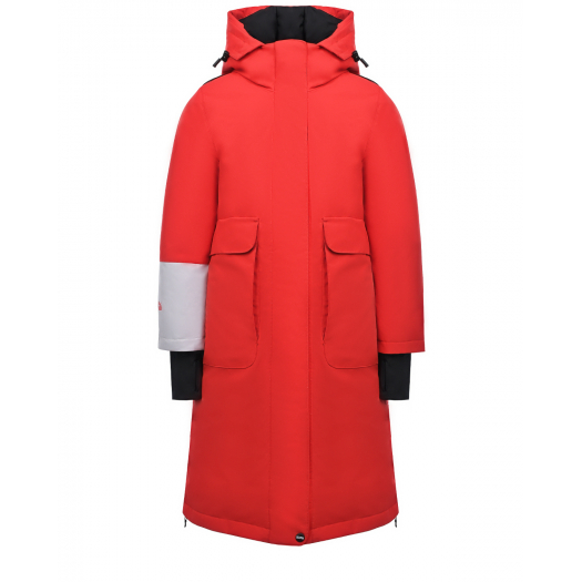 Красное пуховое пальто с капюшоном BASK | Фото 1