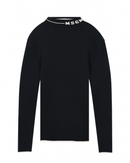 Черный свитер с белым лого MSGM Черный, арт. MS029179 110 | Фото 1