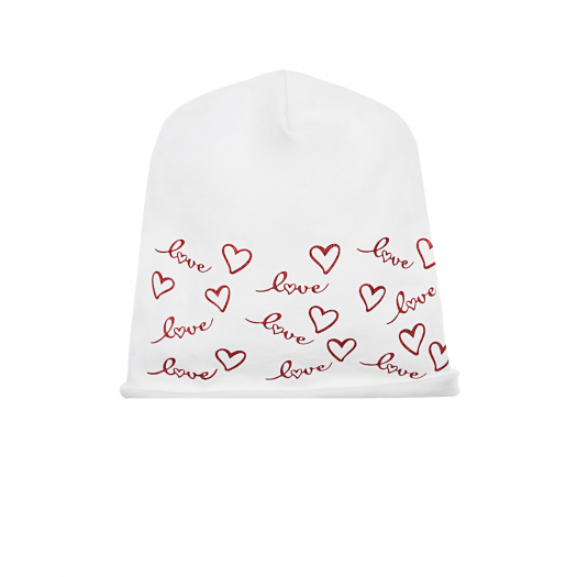 Хлопковая шапка с надписью love и сердечками Catya | Фото 1