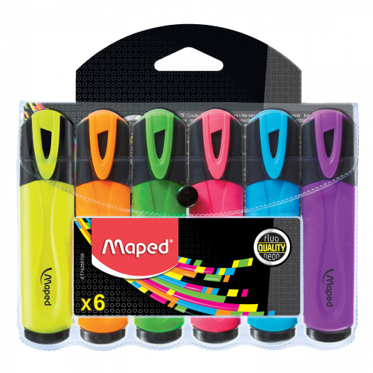 Набор маркеров FLUO PEPS 6 цветов Maped | Фото 1