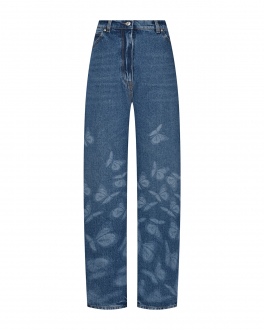Синие джинсы с принтом &quot;бабочки&quot; MSGM Синий, арт. 3341MDP47L 227783 85 | Фото 1