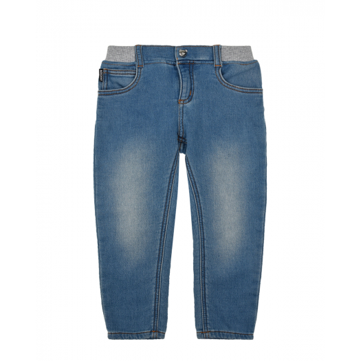 Голубые джинсы с эффектом потертости Moschino | Фото 1