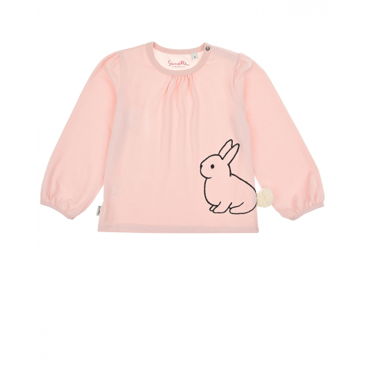 Розовая толстовка с вышивкой &quot;Кролик&quot; Sanetta Kidswear | Фото 1