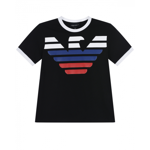Черная футболка с контрастным логотипом Emporio Armani | Фото 1