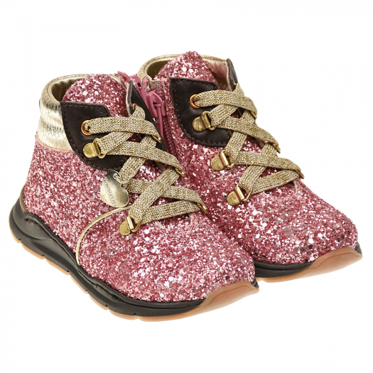 Розовые ботинки с глиттером Monnalisa | Фото 1