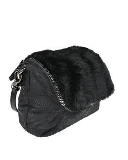 Черная сумка с отделкой эко-мехом, 19x13x11 см Poivre Blanc Черный, арт. W22-9096-WO/L BEBK BUBBLY EMB | Фото 2