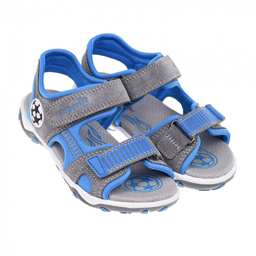 Кожаные сандалии с голубой отделкой SUPERFIT | Фото 1
