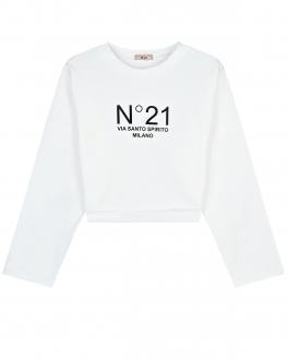 Белая укороченная толстовка с логотипом No. 21 Белый, арт. N21258 N0154 0N100 | Фото 1