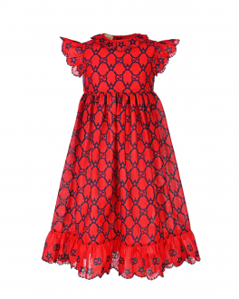Красное платье с принтом &quot;GG&quot; GUCCI Красный, арт. 673976 ZAHX3 6414 | Фото 1