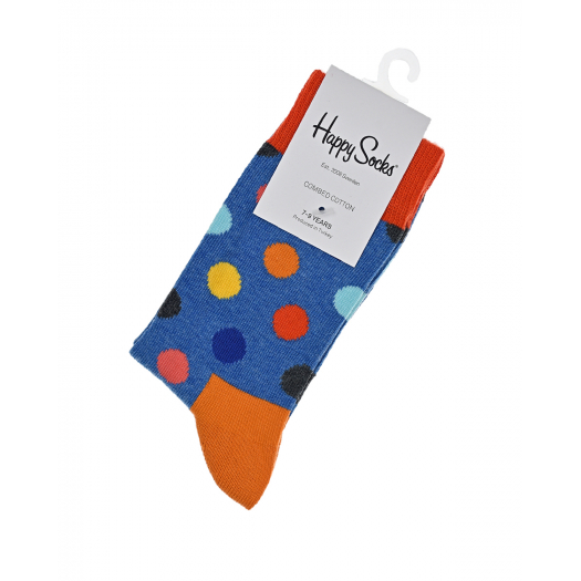 Синие носки в горошек Happy Socks | Фото 1