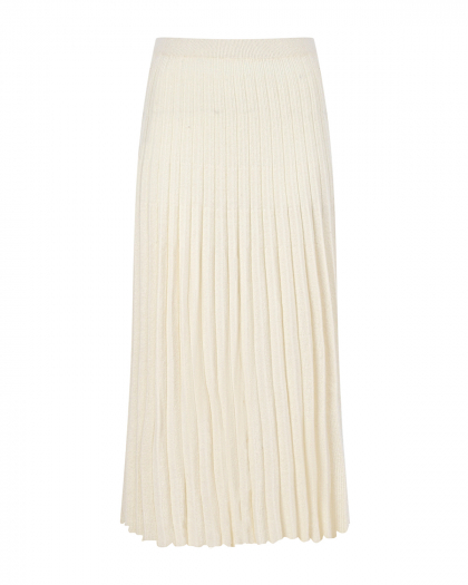 Молочная плиссированная юбка из смесовой шерсти Pietro Brunelli | Фото 1