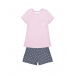 Пижама: розовая футболка и серые шорты Sanetta | Фото 1
