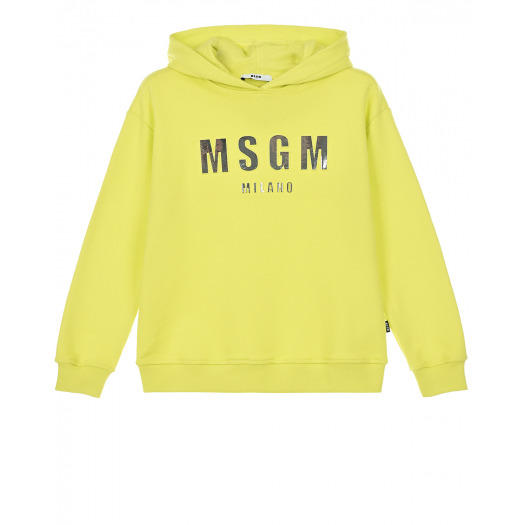 Желтая толстовка-худи с логотипом MSGM | Фото 1