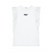 Белая футболка с оборками и вышивкой MSGM | Фото 1