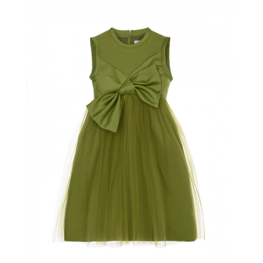 Зеленое платье с бантом  | Фото 1