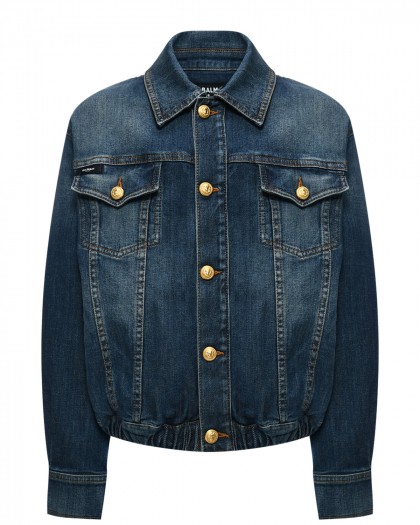 Выбеленная джинсовая куртка, синяя Balmain | Фото 1