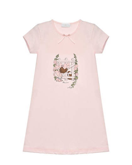 Ночная рубашка с принтом девочка с щенком, розовая Story Loris | Фото 1