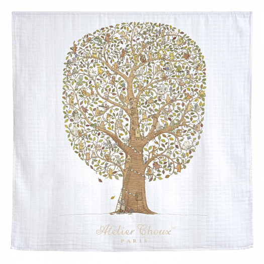 Пеленка Atelier Choux &quot;Friend&Family Tree&quot; в подарочной упаковке, 100*100 см  | Фото 1