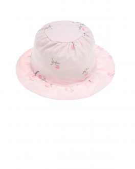 Розовая шляпа с цветочным принтом Monnalisa Розовый, арт. 399003 9655 0091 | Фото 2