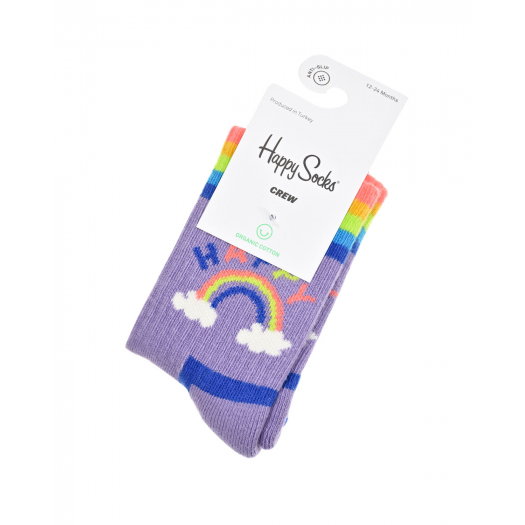 Фиолетовые носки с декором &quot;радуга&quot; Happy Socks | Фото 1