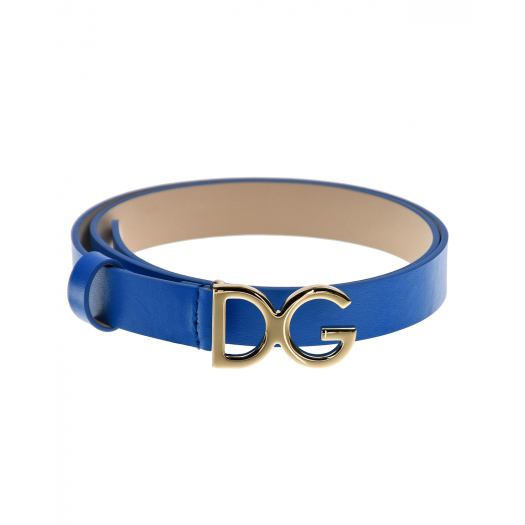 Синий ремень с логотипом Dolce&Gabbana | Фото 1