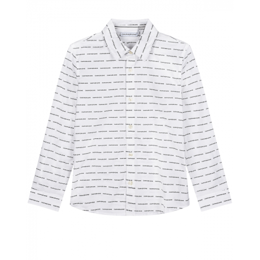 Белая рубашка со сплошным логотипом Calvin Klein | Фото 1