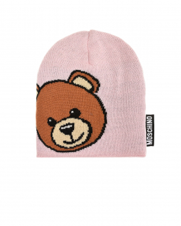 Розовая шапка с принтом &quot;медвежонок&quot; Moschino Розовый, арт. HUX01L LHE18 50209 | Фото 1