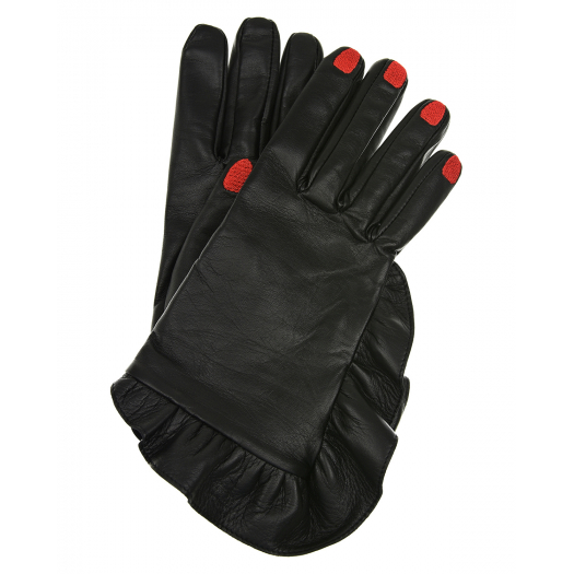 Черные перчатки с рюшами Vivetta | Фото 1