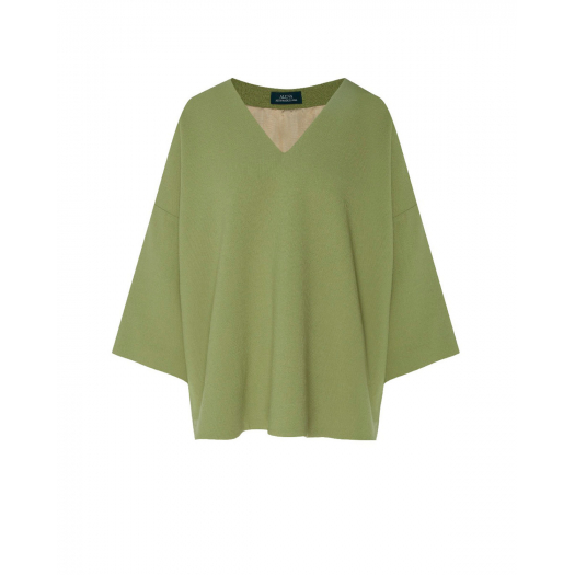 Зеленая блузка из шерстяной ткани  | Фото 1