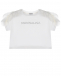 Белая укороченная футболка с оборками на рукавах Monnalisa | Фото 1
