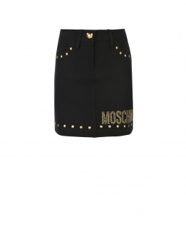 Черная юбка с золотыми клепками Moschino Черный, арт. HDJ023 LJA02 60100 | Фото 1