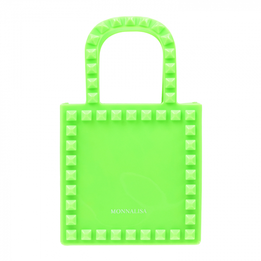 Зеленая сумка с заклепками в тон, 13,5x13,5x5,5 см Monnalisa | Фото 1