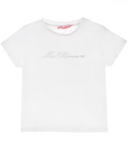 Белая футболка со стразами Miss Blumarine | Фото 1