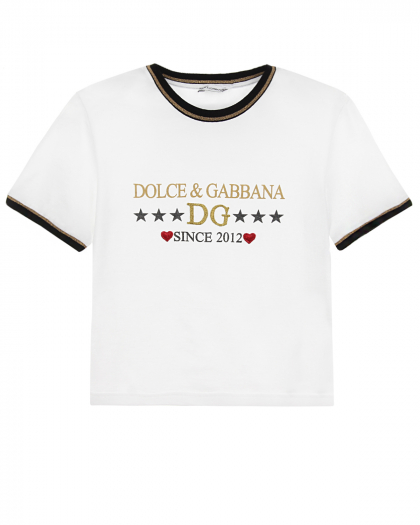 Футболка с вышитым логотипом Dolce&Gabbana | Фото 1