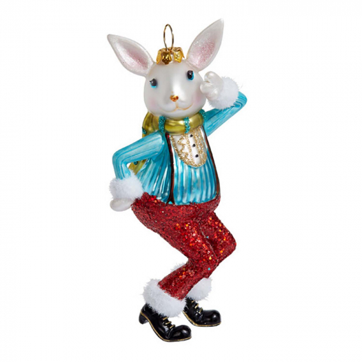 Подвеска Кролик &quot;Народные танцы&quot; (стекло) 6,5х4х15,3 см Holiday Classics | Фото 1