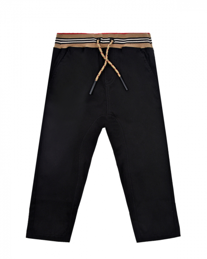 Черные брюки с эластичным поясом в полоску Burberry | Фото 1