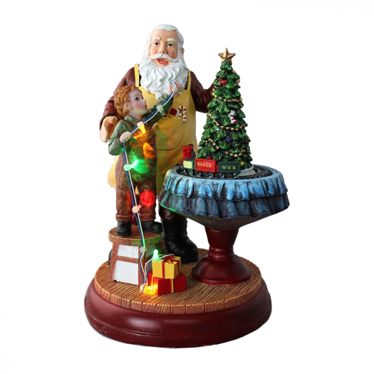 Новогодний сувенир &quot;Санта с ребенком&quot; 17,5х17,5х25,5 см (LED) Timstor | Фото 1