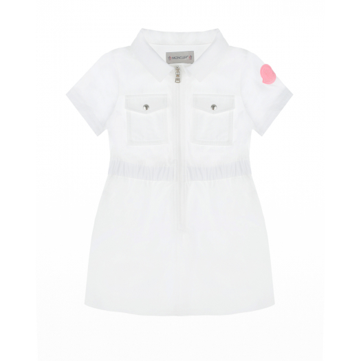 Белое платье-рубашка на молнии Moncler | Фото 1