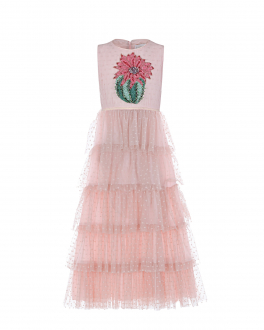 Розовое платье с многоярусной юбкой Eirene Розовый, арт. 2240 | Фото 1