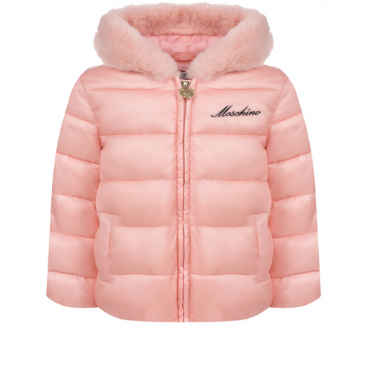 Розовая куртка с меховой отделкой Moschino | Фото 1