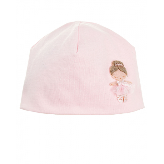 Розовая шапка с аппликацией &quot;балерина&quot; La Perla | Фото 1