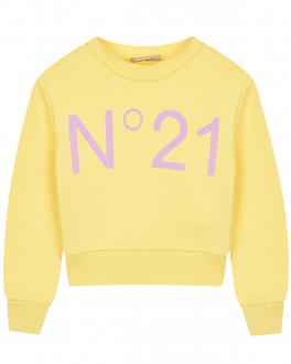 Желтый свитшот с розовым лого No. 21 Желтый, арт. N21574 N0154 0N207 | Фото 1